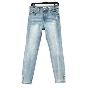 Kensie Light Wash Distressed Raw Hem Front Pockets Skinny‎ Jeans Size 8 29